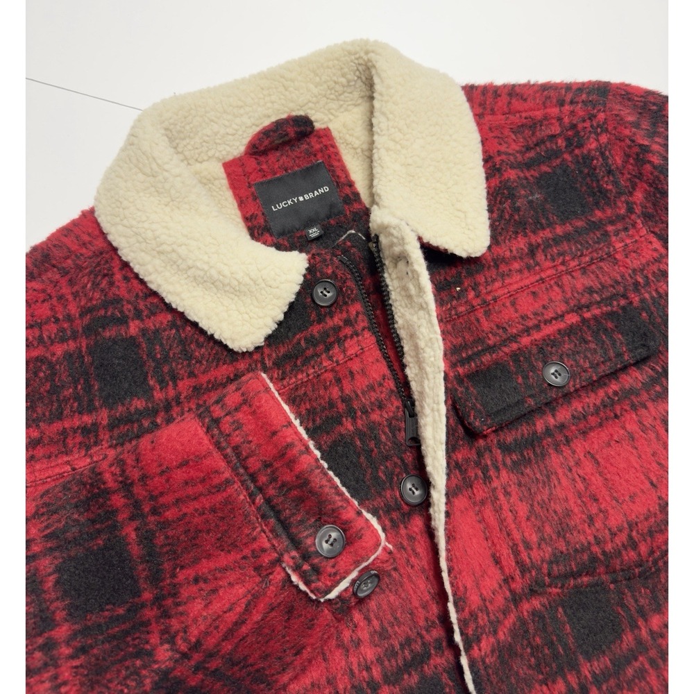 NWT $169 MSRP Men's Buffalo Plaid Sherpa Lined Heavyweight Trucker Jacket Sz 2XL